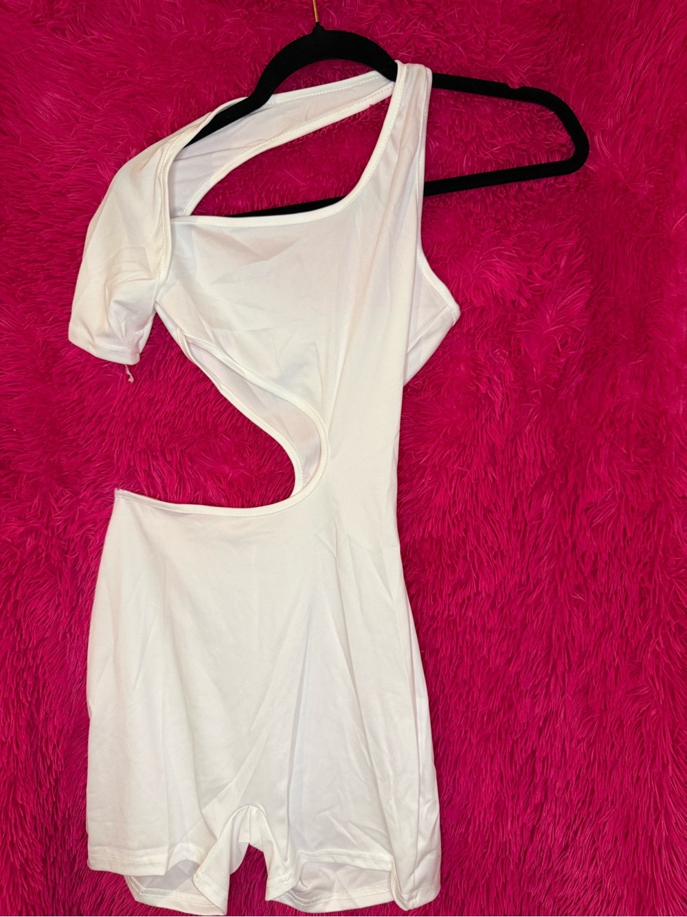 White One-Shoulder Cutout Romper